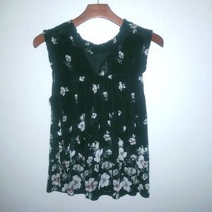 Ivy Rose XL Sleeveless Black Floral Babydoll Top Plus
